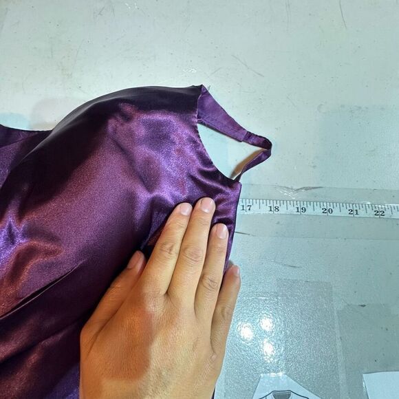 NWT Women's One Shoulder Tie Back Ruched Side Cocktail Maxi Dress Plum Size 14 - Picture 8 of 8